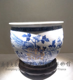 青花花卉凤鸟纹缸